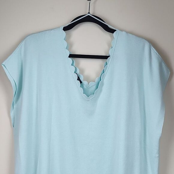 Talbot's Plus Size Scalloped Double V-neck Cap Sleeve Fine Knit Sweater NWT - Picture 8 of 10